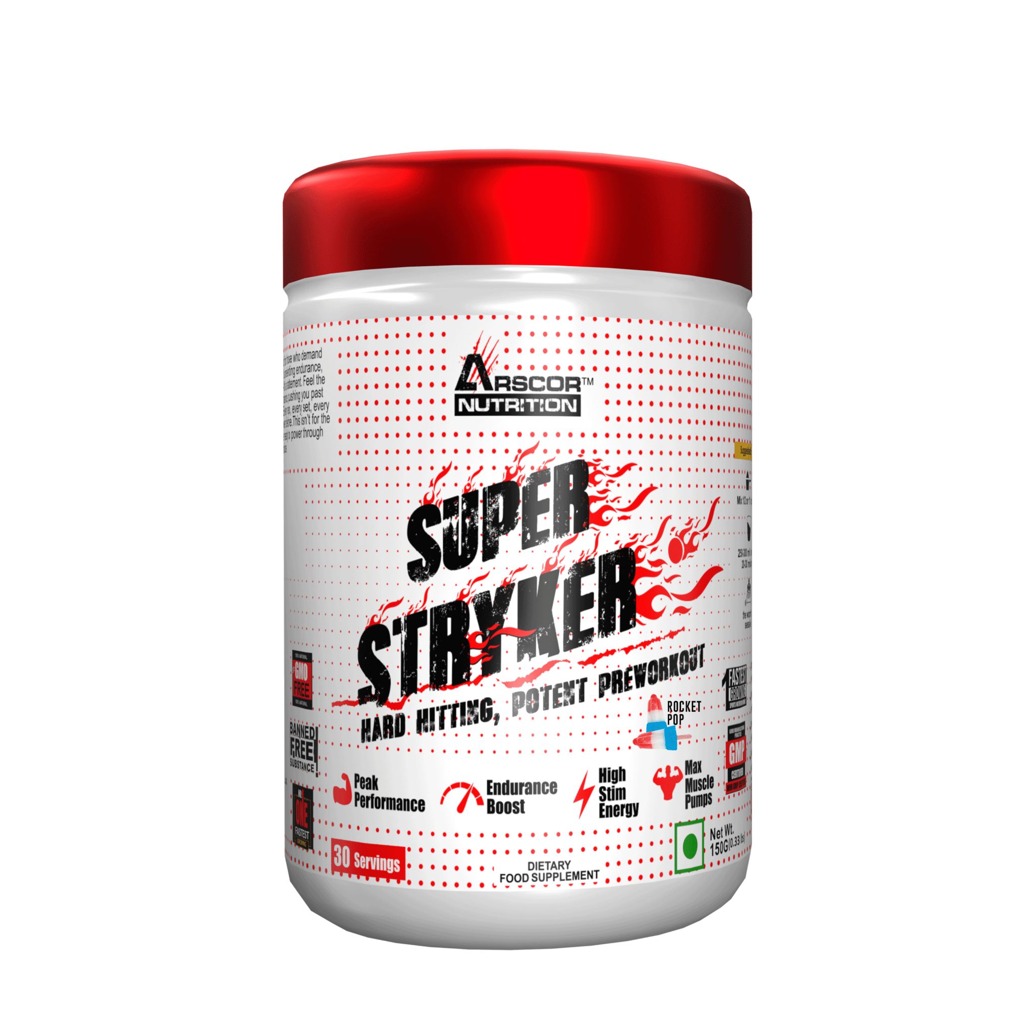 Arscor Super Stryker pre workout powder with caffeine and beta alanine for athletes